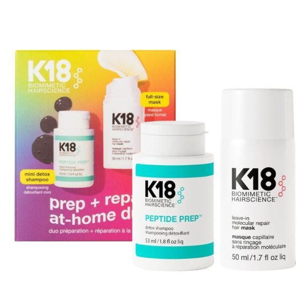 K18 Prep Repair at Home Duo Set  Peptide Prep Detox Shampoo 53ml, Leave-in Molecular Repair Hair Mask 50ml